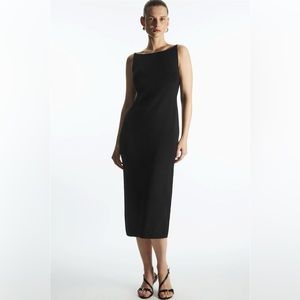 COS Square-Neck Knitted Midi Slip Dress